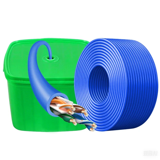 Alt view image 6 of 10 - Davonpha Cat6 Ethernet Cable Bulk 300ft, 23AWG UTP, Blue - with Reusable Spool for Home Network, Office, Security Camera Installation