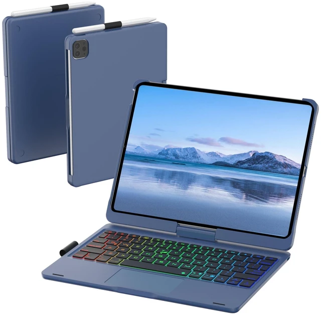 Alt view image 7 of 10 - Mollenmell IPad Keyboard Case with 7 Modes, RGB Backlit, Compatible with iPad Pro 11 2018-2022, iPad Air 11-inch 2024 (Lake Blue)