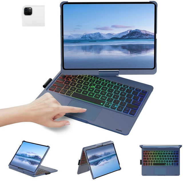 Alt view image 9 of 10 - Mollenmell IPad Keyboard Case with 7 Modes, RGB Backlit, Compatible with iPad Pro 11 2018-2022, iPad Air 11-inch 2024 (Lake Blue)