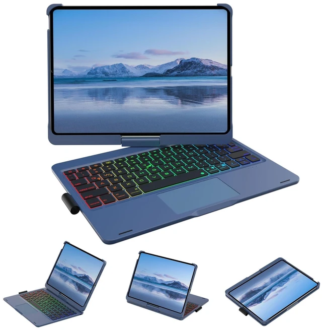 Alt view image 6 of 10 - Mollenmell IPad Keyboard Case with 7 Modes, RGB Backlit, Compatible with iPad Pro 11 2018-2022, iPad Air 11-inch 2024 (Lake Blue)