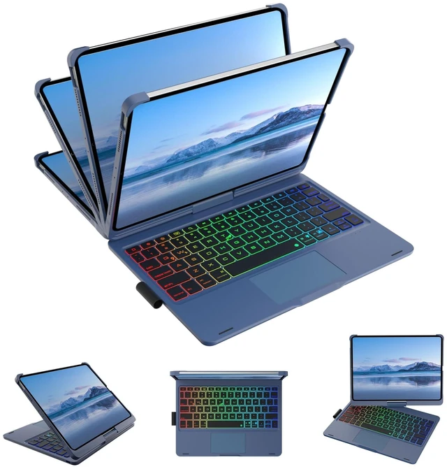 Alt view image 8 of 10 - Mollenmell IPad Keyboard Case with 7 Modes, RGB Backlit, Compatible with iPad Pro 11 2018-2022, iPad Air 11-inch 2024 (Lake Blue)