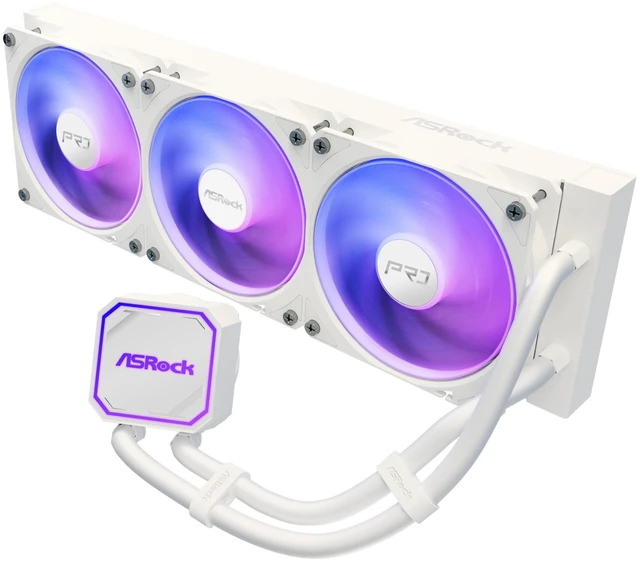 Alt view image 7 of 10 - ASRock Pro White 360 ARGB All-in-One CPU Liquid Cooler, 360mm Radiator, 3-Phase Pump, Dynamic ARGB, 0dB Silent Cooling, 6-Year Warranty