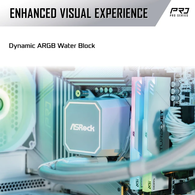Alt view image 8 of 10 - ASRock Pro White 360 ARGB All-in-One CPU Liquid Cooler, 360mm Radiator, 3-Phase Pump, Dynamic ARGB, 0dB Silent Cooling, 6-Year Warranty