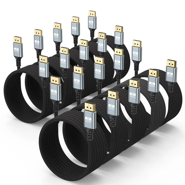 Alt view image 11 of 12 - MOSIMLI DisplayPort Cables 1.4 10FT 10-Pack, 32.4Gbps DP Cable, 8K@60Hz/4K@120Hz/2K@240Hz, HDR, DSC 1.2, FreeSync, G-Sync, FEC, Compatible for Monitor, Computer, Laptop, Graphics Card, Docking Station