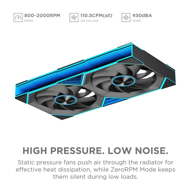 Alt view image 8 of 10 - Jungle Leopard PF 240 CPU Water AIO Cooler Liquid Cooling^^5.5-inch LCD Magnetic Screen^^360mm ARGB Infinity Mirror 2000RPM PWM Fan^^Lower Noise 30DBA^^for LGA1851/1700/1200/115X/AM4/AM5(Black)