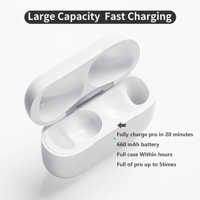 Alt view image 9 of 10 - Airpod Charging Case Compatible for Airpods Pro 1&2 Generation - Wireless Charger Case Replacement with Bluetooth Pairing Sync Button, Lightning, No Earbuds - White