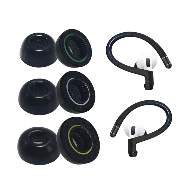 Alt view image 6 of 10 - Adhiper Memory Foam Ear Tips and Ear Hooks for AirPods Pro 3 Earbuds 2025,for Airpods Pro3 nti-Slip Earhook,Replacement Earbud Ear Tips Accessories(Black)