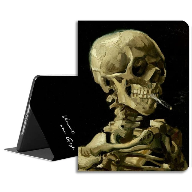 Alt view image 6 of 10 - LiMon Arts Cute Case for iPad Case Pro 4th/3rd/2nd Gen 11" Folio Protective Cover, Multi-Angle Viewing PU Leather with Pencil Holder, Black Cool Stylish Van Gogh Famous Painting Head of a Skull