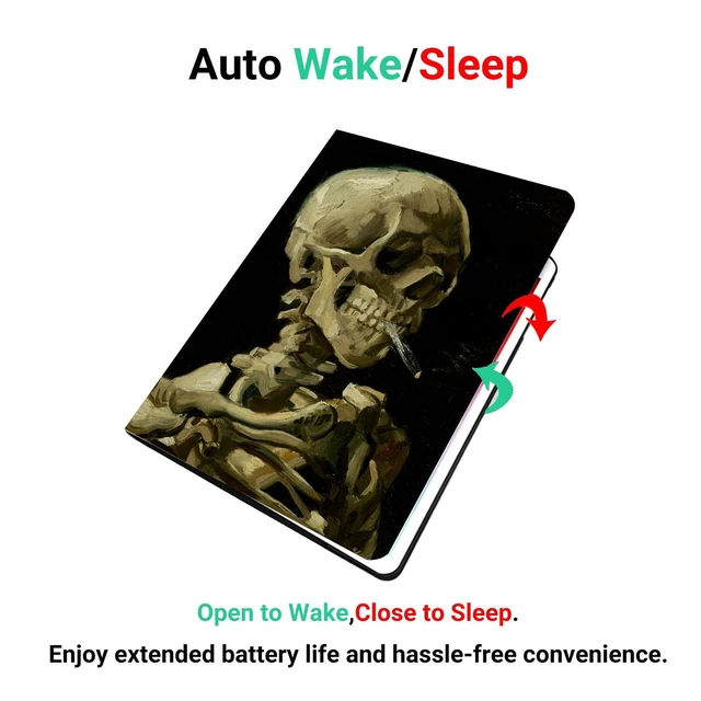 Alt view image 9 of 10 - LiMon Arts Cute Case for iPad Case Pro 4th/3rd/2nd Gen 11" Folio Protective Cover, Multi-Angle Viewing PU Leather with Pencil Holder, Black Cool Stylish Van Gogh Famous Painting Head of a Skull