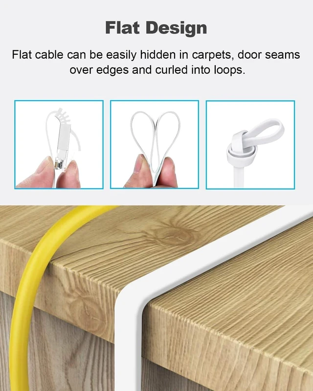 Alt view image 10 of 10 - Yauhody CAT 6 Ethernet Cable 82ft White, High Speed Solid Flat CAT6 Gigabit Internet Network LAN Patch Cords, Bare Copper Snagless RJ45 Connector for Modem, Router, Computer (82ft, White)