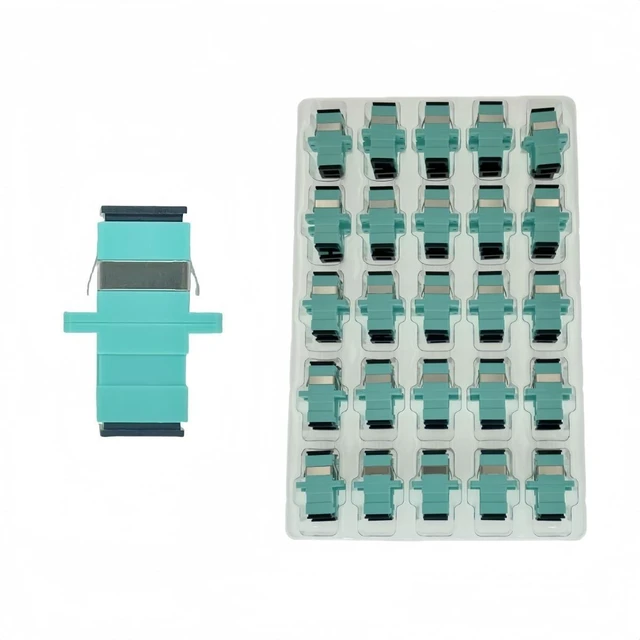 Alt view image 2 of 2 - TXWTXPJ-50 Pack SC/OM3 Fiber Optical Coupler SC OM3 Multimode Fiber Optic Adapter OM3 Multi Mode Network Internet Connector Adapter