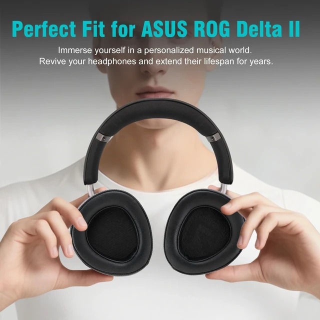 Alt view image 8 of 10 - Ear Cushion Pads Compatible with ASUS ROG Delta II Wireless Gaming Headset, Water-Proof Replacement Earpads with Memory Foam (Protein Leather-Black)