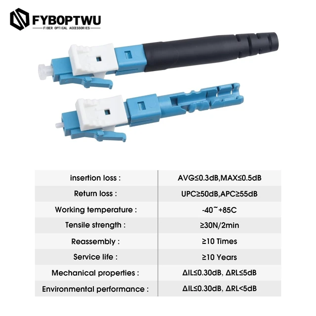 Alt view image 6 of 6 - fyboptwu - 10 pcs LC Singlemode Fiber Optic Quick Assembly Connector Fiber Optic Fast Connectors Singlemode 9/125 Mechanical Connectors Adapter for 0.9/2.0/3.0/2.0 * 3.0mm Singlemode Fiber Cable