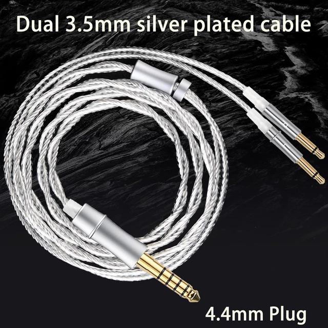 Alt view image 7 of 10 - FAAEAL Monitor Headphone Cable,Dual 3.5mm Over-Ear Silver Plated AUX Cord Compatible with Hifiman HE560 HE4XX Meze 99 Classics MEZE 109 Pro Headset for Musicians Audiophiles 4.4mm