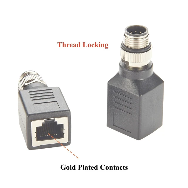 Alt view image 8 of 10 - Plinkwirekb M12 A Code 8Pin to RJ45 Cat6 Industrial Ethernet Shielded Adapter IP67 Bulkhead GigE Vision Connector for Industrial Camera (Black)
