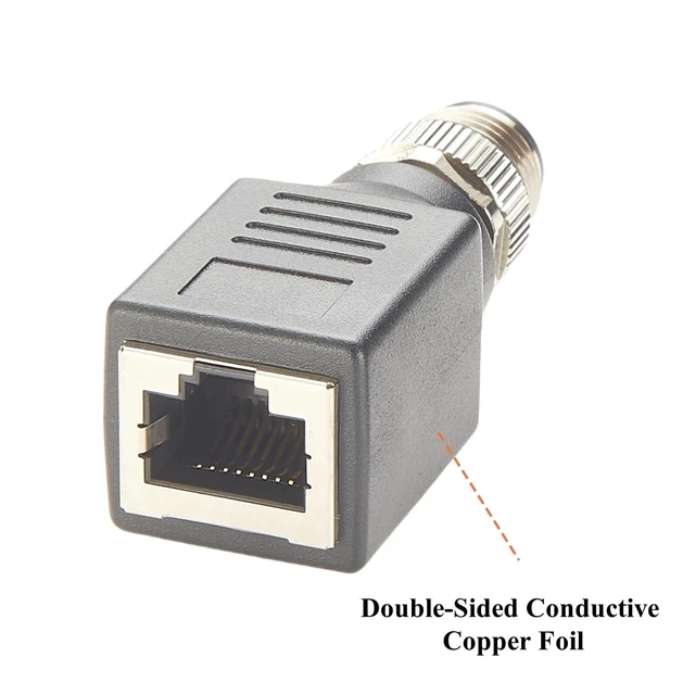 Alt view image 7 of 10 - Plinkwirekb M12 A Code 8Pin to RJ45 Cat6 Industrial Ethernet Shielded Adapter IP67 Bulkhead GigE Vision Connector for Industrial Camera (Black)