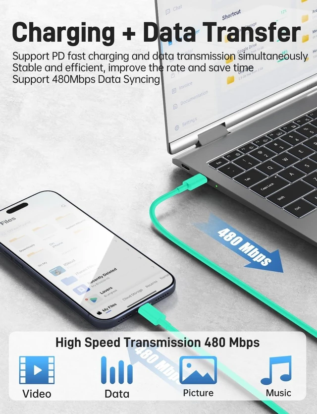 Alt view image 10 of 10 - Citelect 45W iPhone 17 16 15 Charger Fast Charging, 2Pack Dual Port USB C Charger Block with Long 60W 3/6/6/10FT USB C to C Cable, PD 3.0 Wall Charger Plug for iPhone 17/16/15 Pro Max/iPad Pro,Green