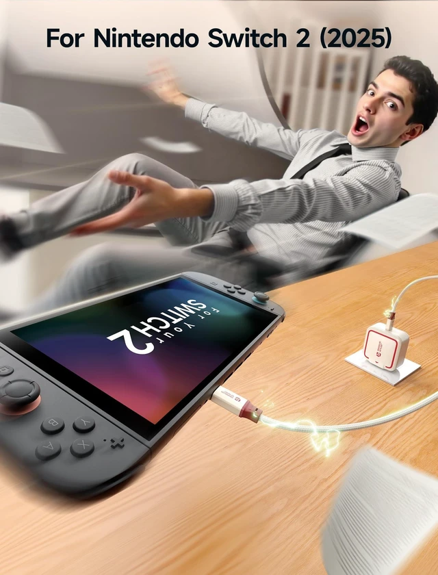 Alt view image 7 of 10 - JSAUX 65W USB C Charger for Nintendo Switch 2, Powers in TV Mode, with EU/UK Plug & 6.6FT Cable, GaN PD Fast Charge for ROG Xbox Ally, Steam Deck, ROG Ally, iPhone 17, Galaxy, iPad, MacBook -Off White