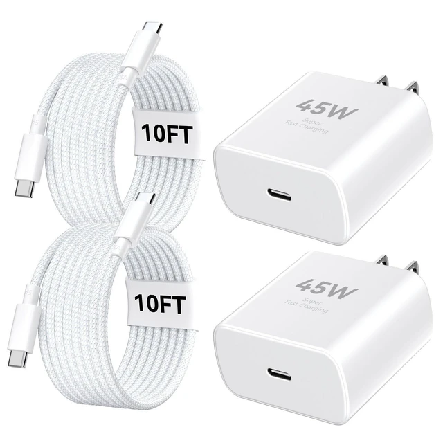 Alt view image 6 of 10 - 45W USB C Super Fast Charger for iPhone 17 16 15Pro Max, 45 Watt Type C Charger Block with 10FT Nylon Braided Charging Cable for 17 16 Pro Max/17 16 Pro/16 Plus,15 Pro Max/15 Pro/15, Android Phone