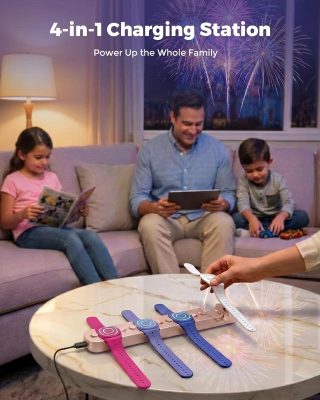 Alt view image 6 of 8 - Doohoeek Charging Station for MagicBand+ Plus Magic Band, 4-in-1 Charger Portable for Disneyland MagicBand Plus, 90 Min Full Charging Dock for Magic Band+ Disney-World Family (Rosegold, 4-Slot)