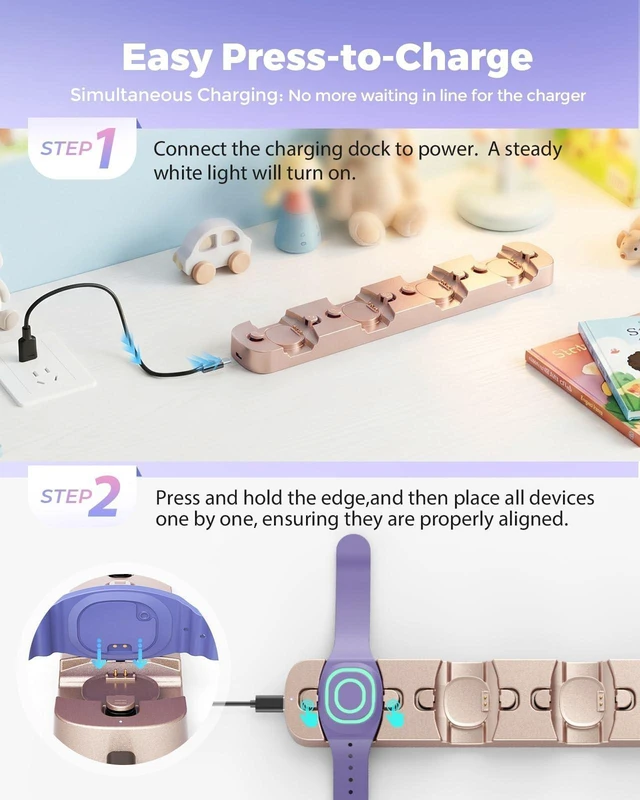 Alt view image 7 of 8 - Doohoeek Charging Station for MagicBand+ Plus Magic Band, 4-in-1 Charger Portable for Disneyland MagicBand Plus, 90 Min Full Charging Dock for Magic Band+ Disney-World Family (Rosegold, 4-Slot)