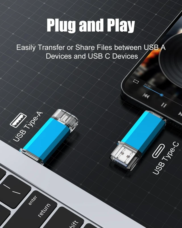 Alt view image 7 of 10 - KOOTION 32GB USB C Flash Drive 3-Pack 2 in 1 OTG USB 3.0/Type C Thumb Drive Dual Drive USB C Memory Stick for Smartphone Laptop Tablet PC, Blue