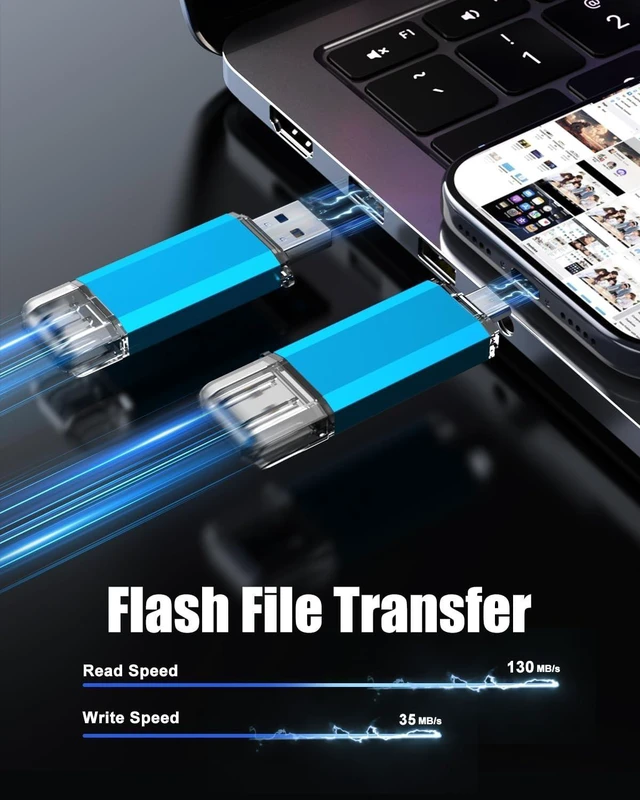 Alt view image 8 of 10 - KOOTION 32GB USB C Flash Drive 3-Pack 2 in 1 OTG USB 3.0/Type C Thumb Drive Dual Drive USB C Memory Stick for Smartphone Laptop Tablet PC, Blue