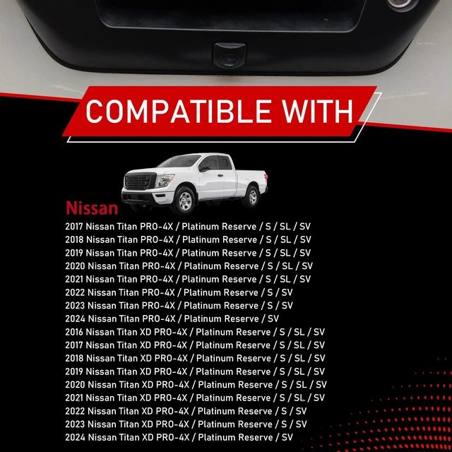 Alt view image 8 of 10 - Motarithl Park Assist Rear View Backup Reverse Camera Compatible with 2017-2024 Nissan Titan 5.6L 2016-2024 Titan XD 5.0L 5.6L Rear Back View Camera w/o AVM SVM Replaces 28442-EZ00A 28442-EZ01A