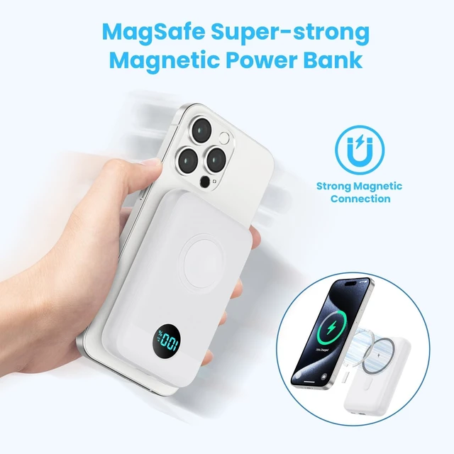 Alt view image 10 of 10 - Pxwaxpy Magnetic Portable Charger 10800mAh,4-in-1 Power Bank with iWatch Charger, 25W PD Fast Charging USB C Battery Pack for Magsafe,iPhone 17/16/15/14/13/12 Series,Apple Watch (White)