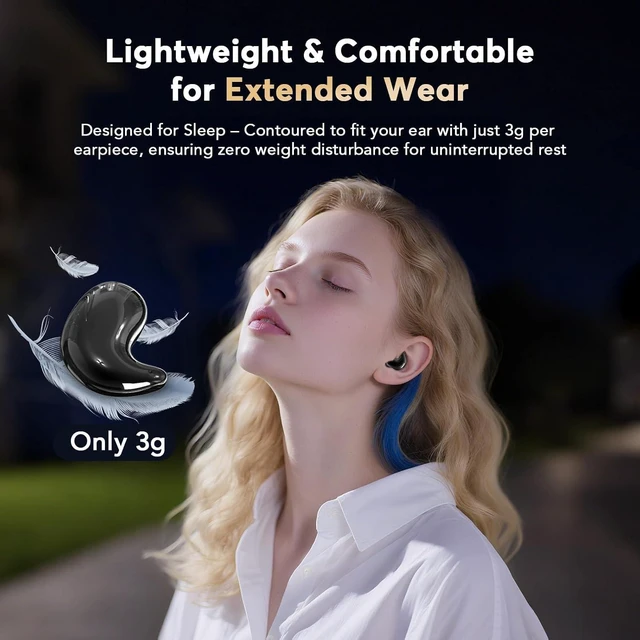 Alt view image 5 of 7 - Sleep Earbuds for Side Sleepers, Invisible Flat Tiny Hidden Sleep Earbuds | White Noise Sleep Headphones Without LED Lights, ComfortFit Wireless Earphones for Undisturbed Overnight Sleep