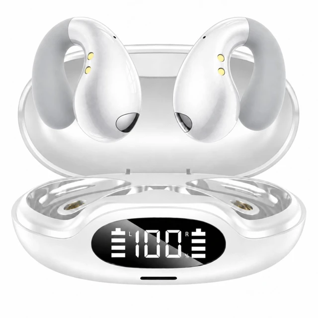 Main image of Ultra Open Ear Earbuds, Ergonomic Clip On Headphones for All-Day Comfort | Ergonomic clip-on curves follow the ear for a secure fit, while ultralight open-ear wear creates a barely-there feel.