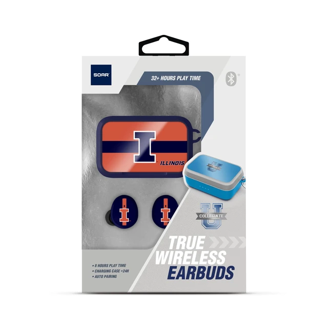 Alt view image 3 of 3 - SOAR NCAA Wireless Sport Earbuds: Comfortable Fit & Convenient Charging, Illinois Fighting Illini