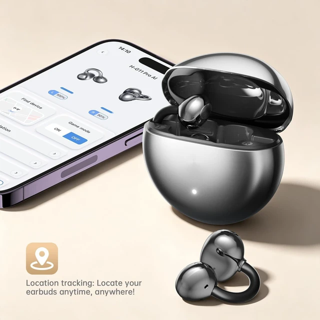Alt view image 6 of 7 - BONSAL Clip On Earbuds - Open Ear Earbuds,Bluetooth 6.0, 40H Playtime | Open Ear Clip Headphones Design, 3D Surround Dolby Audio, 4-Mic ENC Clear Calls, AI Translation, Multi-Device