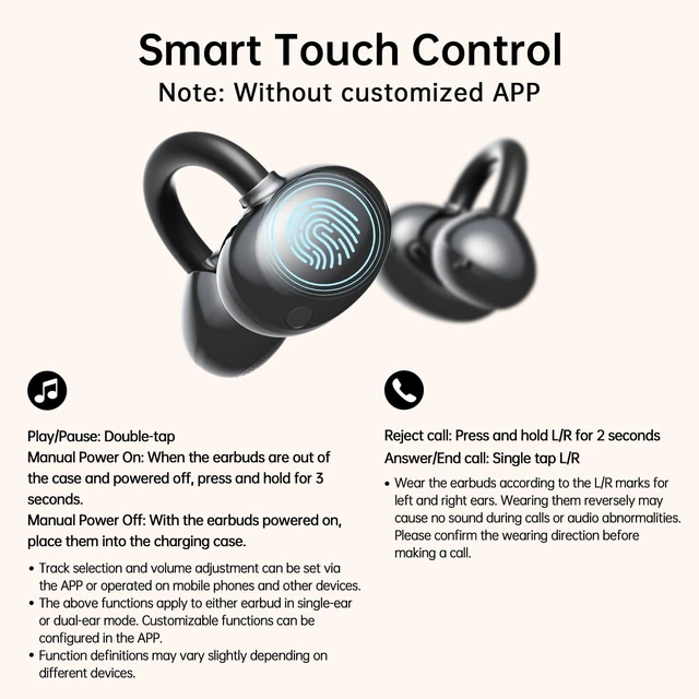 Alt view image 7 of 7 - BONSAL Clip On Earbuds - Open Ear Earbuds,Bluetooth 6.0, 40H Playtime | Open Ear Clip Headphones Design, 3D Surround Dolby Audio, 4-Mic ENC Clear Calls, AI Translation, Multi-Device