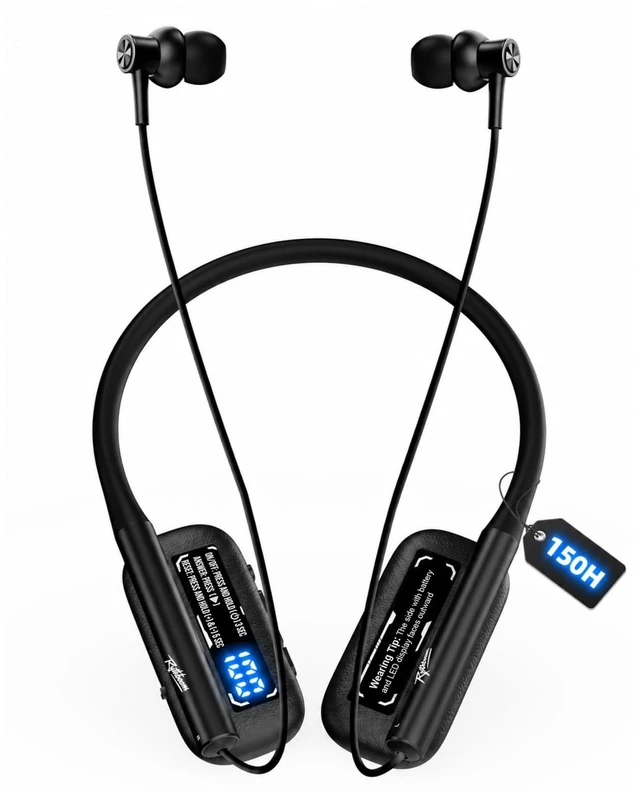 Main image of Neckband Bluetooth Headphones, 150H Playtime, 6.0 Bluetooth & AI ENC Mic | IPX7, 6 EQs Modes, LED Display with Low-Latency in-Ear Neck Earbud, Game & Music Modes for Home, Business, Trips