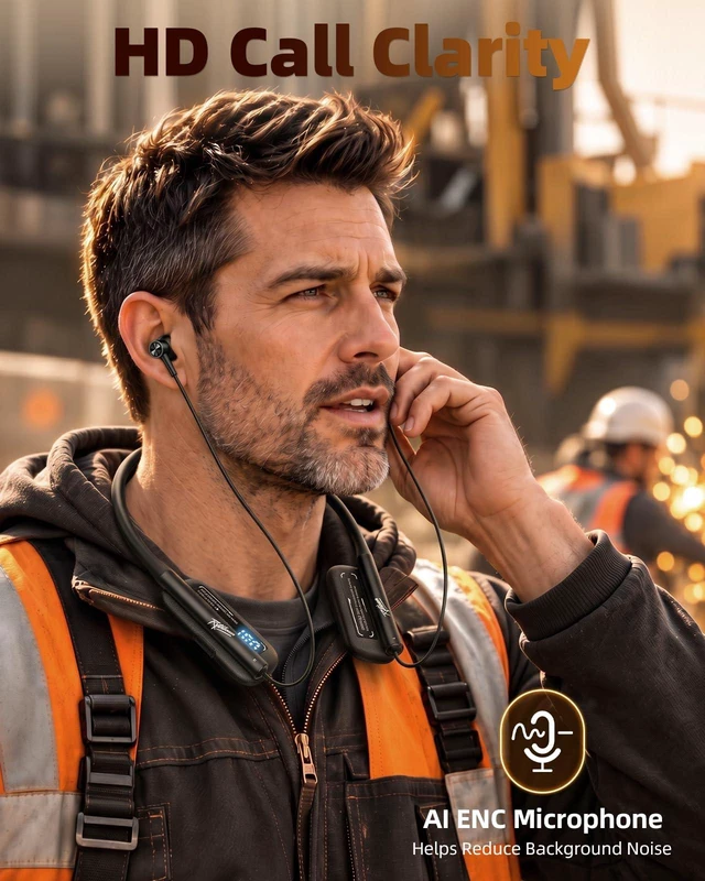 Alt view image 6 of 7 - Neckband Bluetooth Headphones, 150H Playtime, 6.0 Bluetooth & AI ENC Mic | IPX7, 6 EQs Modes, LED Display with Low-Latency in-Ear Neck Earbud, Game & Music Modes for Home, Business, Trips