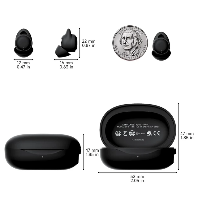 Alt view image 6 of 7 - MEE audio SleepTones Sleep Earbuds Bluetooth for Side Sleeper, Black | Compact Wireless Sleeping Headphones, Low-Profile Earpieces for Comfortable Fit, Built-in Mic, Touch Controls, Charging Case