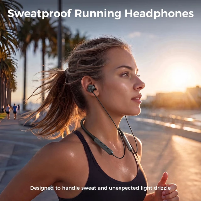 Alt view image 5 of 7 - Ergonomic Neckband Bluetooth Headphones, Wireless Earbuds for Sports | 10Hrs playtime running headphones for office, Sweatproof wireless earbuds with built-in mic, sound-isolating & magnetic tech