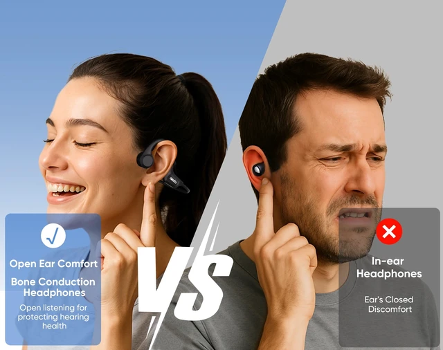 Alt view image 5 of 7 - Nanajorwa New Bone Conduction Headphones, Bluetooth 6.0 Open Ear Running Headphones, 26g Lightweight, IPX6 Waterproof, 8H Playtime Bone Conduction Earbuds with Mic for Workout, Cycling and Hiking