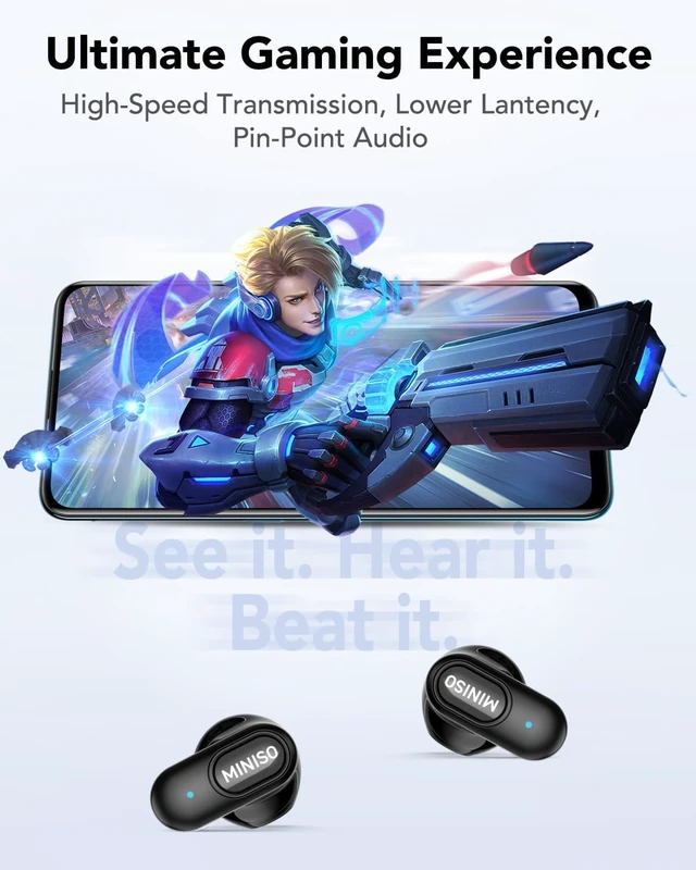 Alt view image 7 of 7 - MS126 Wireless Earbuds with Touchscreen, 360° Panoramic Audio Semi-in-Ear Earbuds with Bluetooth 6.0, Clear Call, 30H Standby for Sports, Office, Study