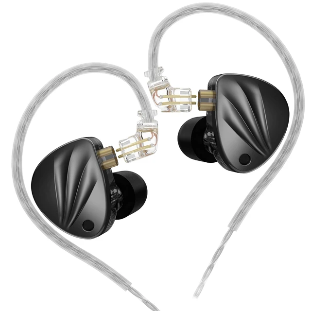 Main image of KZ Krila 4 Levels Tunable Hybrid Earphones EarbudsKZ HiFi BA DD Heavy Bass in-Ear HeadphonesDetachable Silver Cable Headset (Black, Without mic)