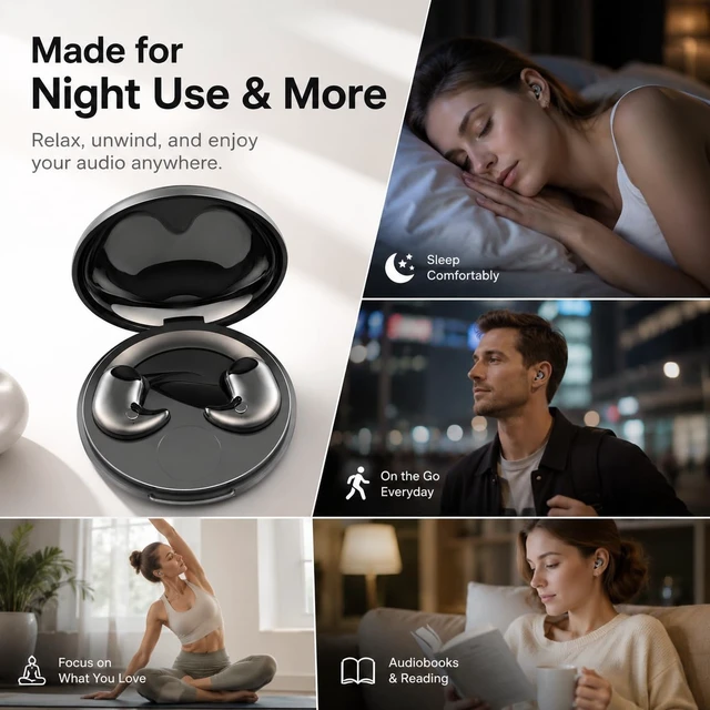 Alt view image 5 of 6 - Wireless Sleep Earbuds with V5.3, Ultra-Light In-Ear Invisible Earphone | Comfortable Sleep Headphones for Side Sleepers for Night Use