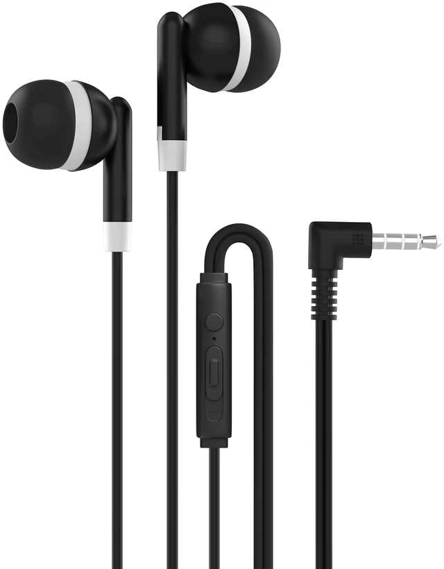Main image of Maeline Bulk Earbuds with Microphone, Noise Isolating in-Ear Headphones, Volume Control Wired 3.5 mm Student Earbuds for Classroom, Library for iPhone, Android, MP3 Player - 20 Pack - Black