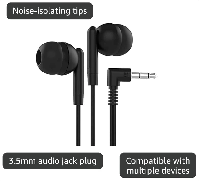 Alt view image 3 of 6 - Maeline Bulk Earbuds with 3.5 mm Headphone Plug - 30 Pack Wholesale Bundle - Jet Black