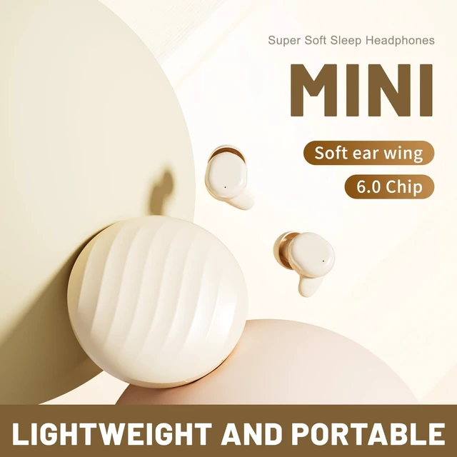 Alt view image 7 of 7 - Lunvaxo Mini Invisible Bluetooth Earbuds, Bluetooth 6.0 Noise Cancelling Sleep Headphones for Side Sleepers, Small Earbuds Comfort Fit for Sleeping, Travel, Work-Khaki