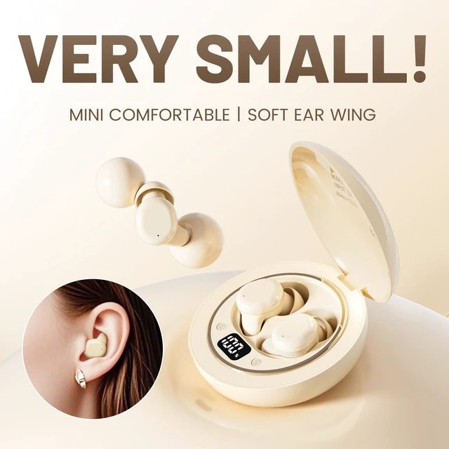 Alt view image 5 of 7 - Lunvaxo Mini Invisible Bluetooth Earbuds, Bluetooth 6.0 Noise Cancelling Sleep Headphones for Side Sleepers, Small Earbuds Comfort Fit for Sleeping, Travel, Work-Khaki