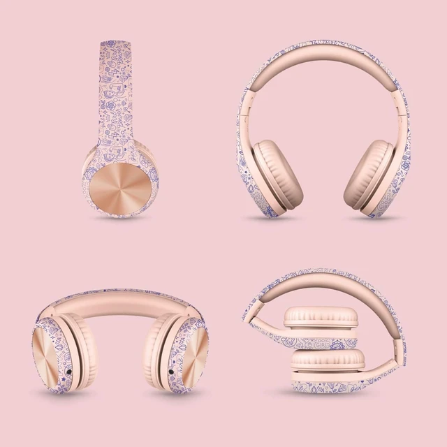 Alt view image 6 of 7 - LilGadgets Connect+ Pro Wired Kids Headphones for School with Microphone, Volume Limiting Over-Ear Headset with Cord, SharePort Technology & SoftTouch Padding, Girl Power