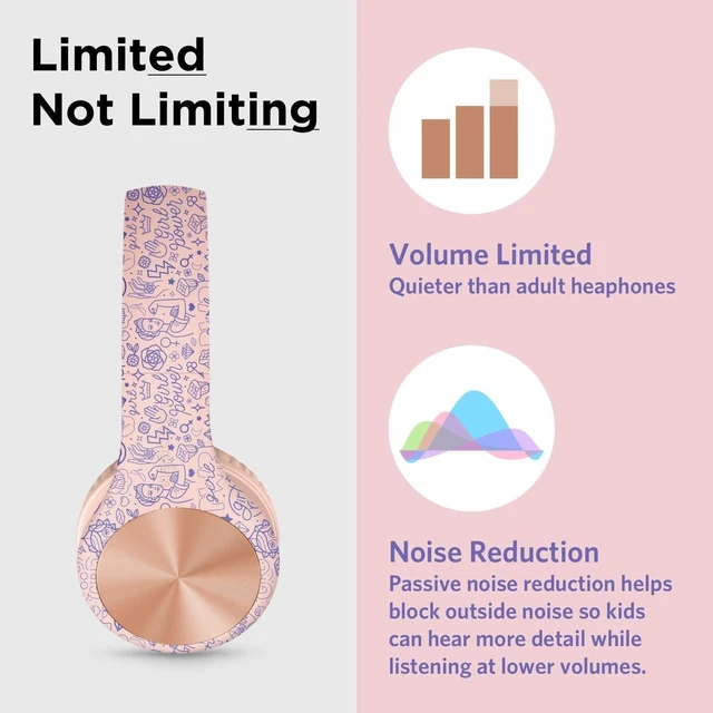Alt view image 4 of 7 - LilGadgets Connect+ Pro Wired Kids Headphones for School with Microphone, Volume Limiting Over-Ear Headset with Cord, SharePort Technology & SoftTouch Padding, Girl Power