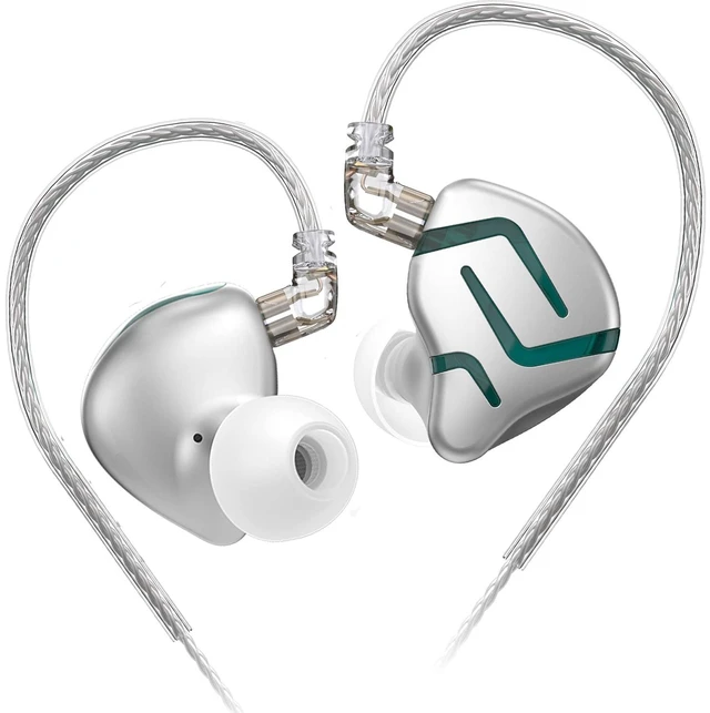 Main image of erjigo Dynamic and Electrostatic Multi-Drivers Earbuds Headphones, KZ ZES HiFi Stereo Sound in-Ear IEM Earphones Headsets Detachable Silve Plated Wired, KZ in Ear Monitor (Without Mic, Silver)