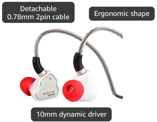Alt view image 3 of 7 - Linsoul 7Hz Salnotes Zero HiFi 10mm Dynamic Driver in-Ear Earphone IEM with Metal Composite Diaphragm Stainless Steel Faceplate Detachable 2Pin OFC Cable (White, with Mic, 3.5mm)